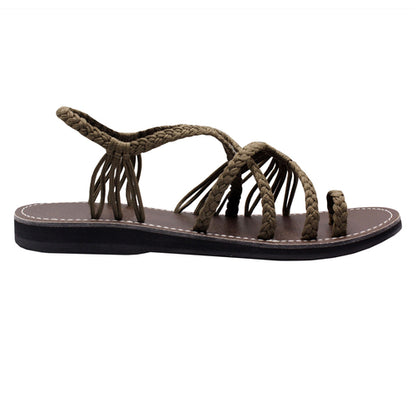 Markerandhands Handwoven Rope Flat Sandals For Women Tour Taupe size 5