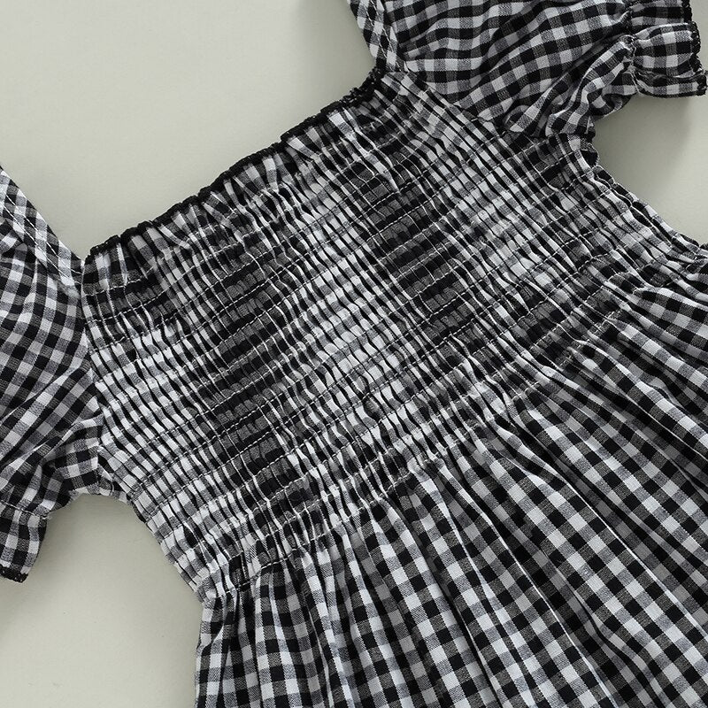 Plaid Smocked Dress ~ Black