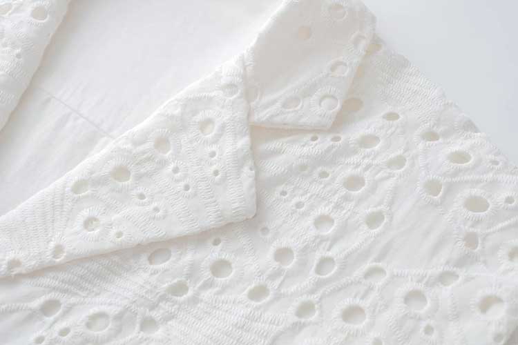SHIRT DRESS CUTWORK EMBROIDERY White Summer Dress
