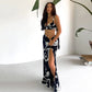 Print Two Piece Set Beach Crop Top Bandage And Maxi Skirts Sets