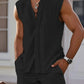 New men's casual sleeveless beach shorts sets