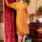 Mustard long sleeve Midi Dress