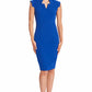 Point De Vu Dress  - Sleeveless notch neck midi sheath dress