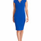 Point De Vu Dress  - Sleeveless notch neck midi sheath dress
