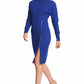 Josefa Asymmetric Dress Royal Blue - Long sleeve convertible midi