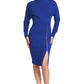 Josefa Asymmetric Dress Royal Blue - Long sleeve convertible midi