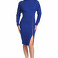Josefa Asymmetric Dress Royal Blue - Long sleeve convertible midi