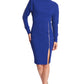 Josefa Asymmetric Dress Royal Blue - Long sleeve convertible midi