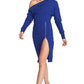 Josefa Asymmetric Dress Royal Blue - Long sleeve convertible midi