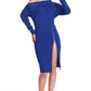 Josefa Asymmetric Dress Royal Blue - Long sleeve convertible midi