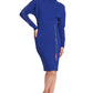 Josefa Asymmetric Dress Royal Blue - Long sleeve convertible midi