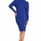 Josefa Asymmetric Dress Royal Blue - Long sleeve convertible midi