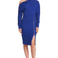 Josefa Asymmetric Dress Royal Blue - Long sleeve convertible midi