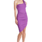 Harper Dress - Asymmetric ribbed dress with ruching and one shoulder