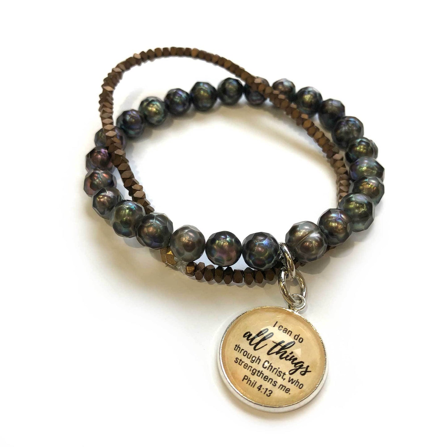 I Choose Joy – Glass Charm for Jewelry Making, 16 or 20mm, Silver,