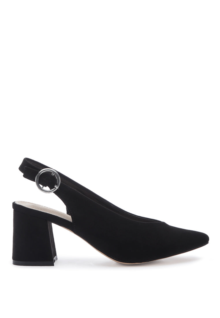 Dalia Solid Pointed Heeled Slingback Sandals