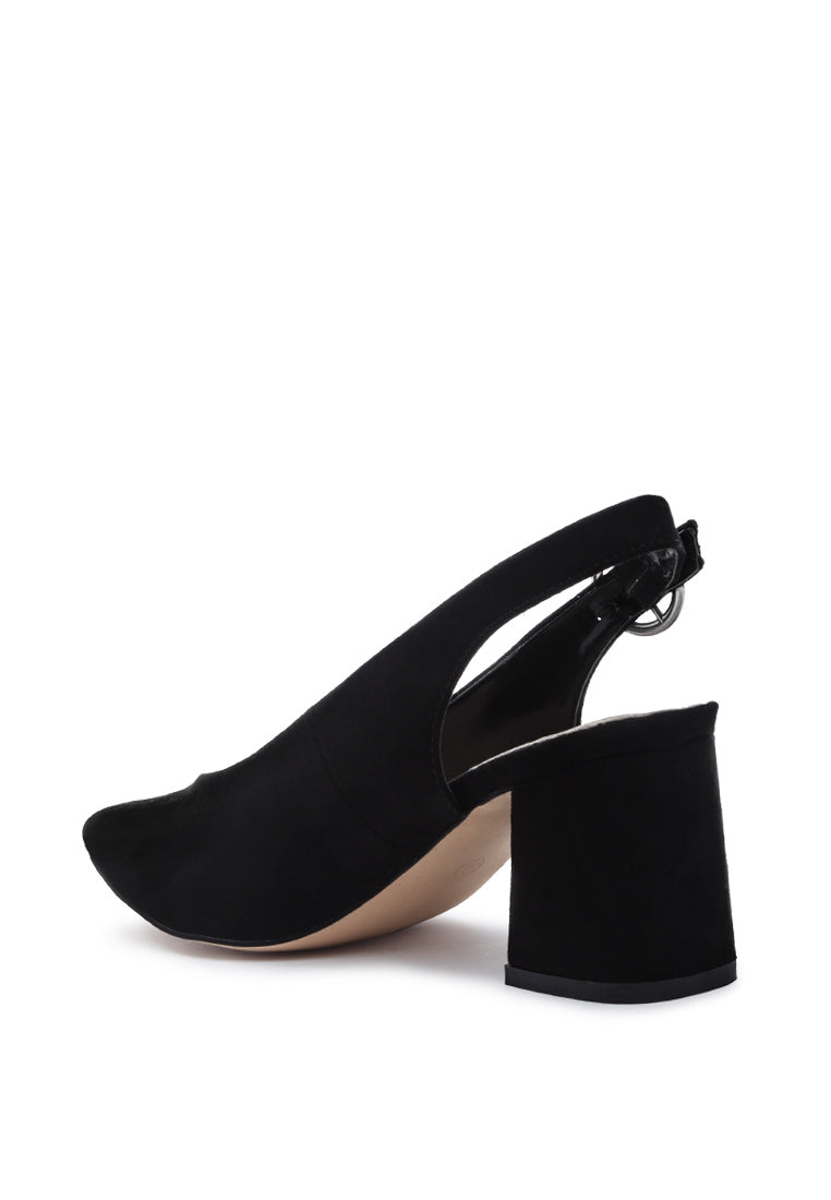 Dalia Solid Pointed Heeled Slingback Sandals