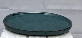 Blue / Green Ceramic Humidity / Drip Tray - Oval10" x 8" x 1"OD9.5" x