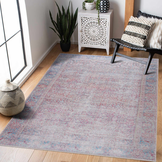 Roseblush Faded Red Washable Carpet - Clearance