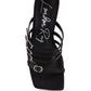 Times Up Diamante Buckle Mid Heel Sandals