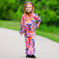AnnLoren Girls Pink, Orange & Purple Tie Dye Ruffle Hoodie 2 Pc