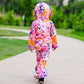 AnnLoren Girls Pink, Orange & Purple Tie Dye Ruffle Hoodie 2 Pc