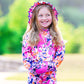 AnnLoren Girls Pink, Orange & Purple Tie Dye Ruffle Hoodie 2 Pc