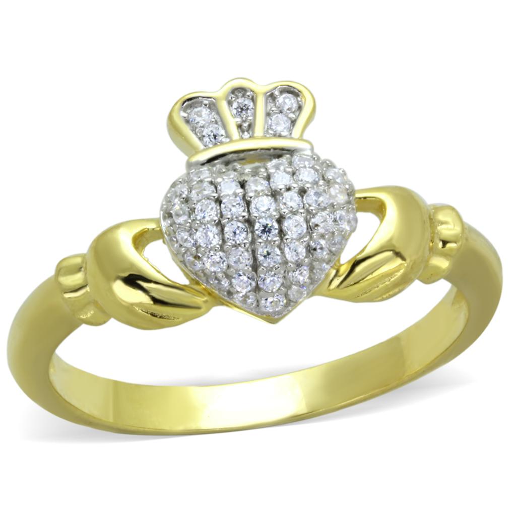 TS342 - Gold+Rhodium 925 Sterling Silver Ring with AAA Grade CZ  in