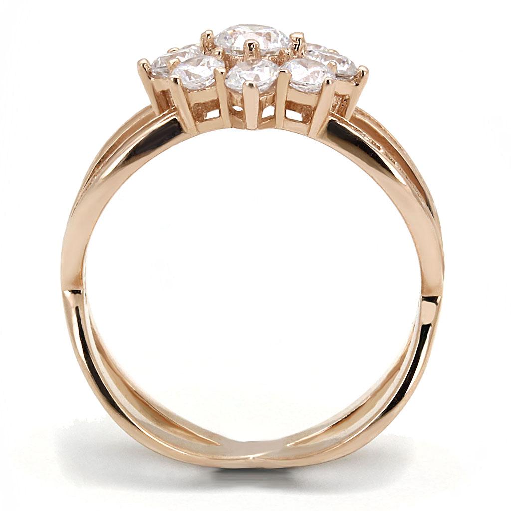 TS586 - Rose Gold 925 Sterling Silver Ring with AAA Grade CZ  in Clear - Walbiz.com