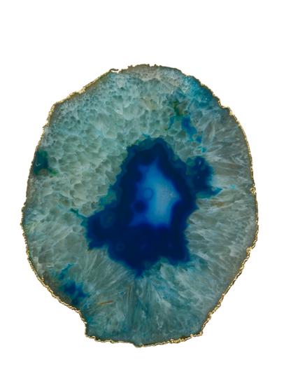 Agate Thick Decorative Platter with Gold Trim
