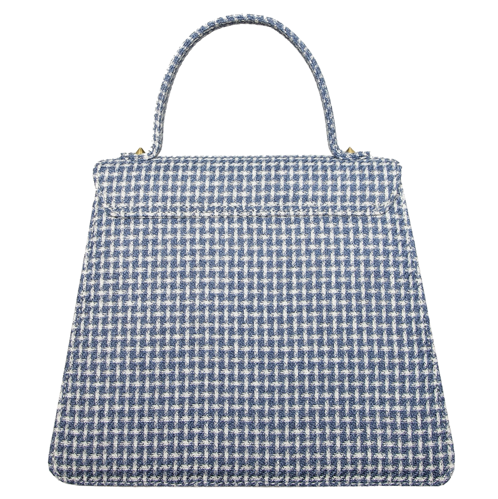 Top Handle Eco Wool Fabric Handbag Blue - Walbiz.com