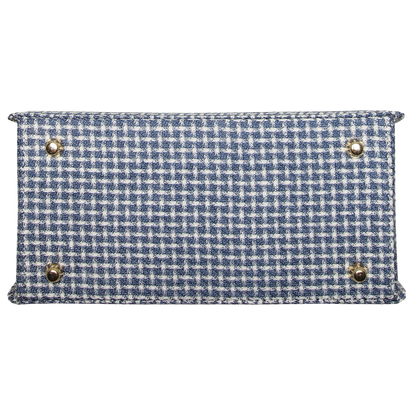 Top Handle Eco Wool Fabric Handbag Blue - Walbiz.com