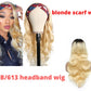 Body Wave #1B/613 Headband Human Hair Wigs For Black Women Blonde Scar