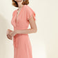 Women's Lace Trim Wrap Dress in Coral