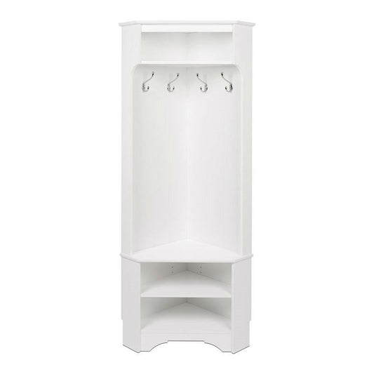 Tall Sturdy Entryway Corner Hall Tree White