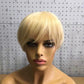 6inch #Burg Pixie Short Cut 100% Straight Human Hair Wig with Bangs Br