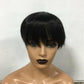6inch #Burg Pixie Short Cut 100% Straight Human Hair Wig with Bangs Br