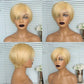 6inch #Burg Pixie Short Cut 100% Straight Human Hair Wig with Bangs Br