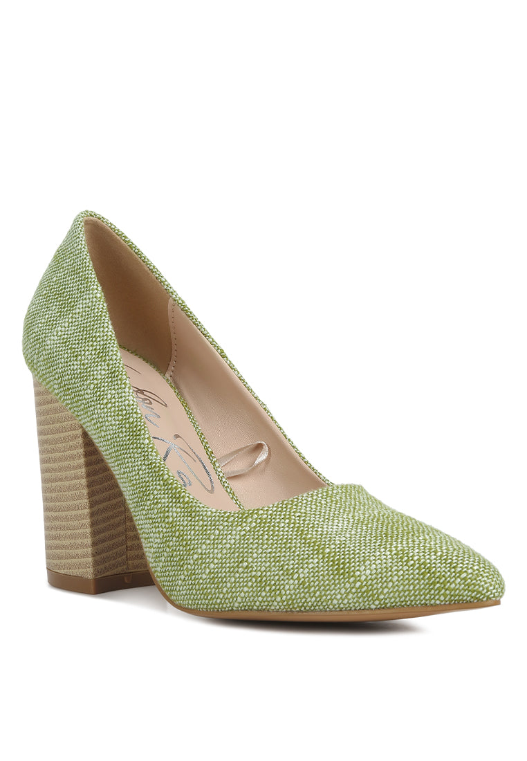 Elsie Canvas Block Heel Pumps