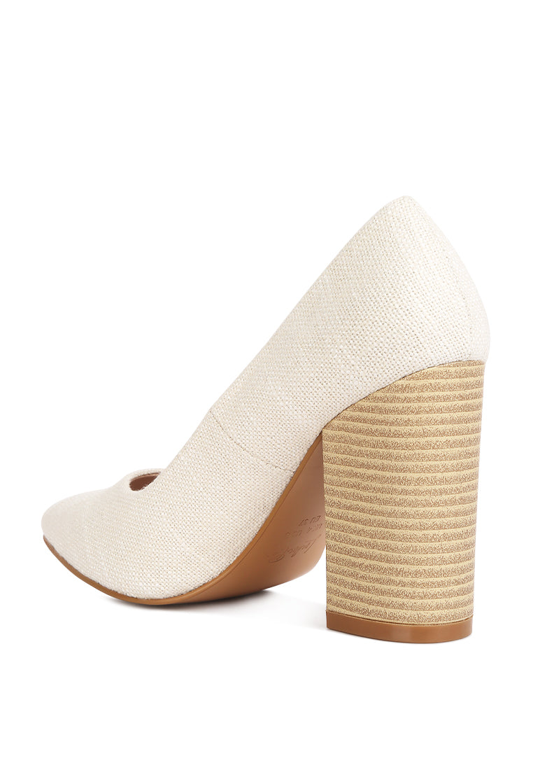 Elsie Canvas Block Heel Pumps