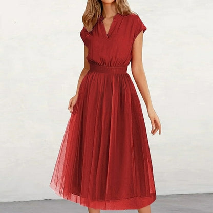 Short Sleeve Lace A-Line Dress