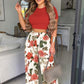 High-waisted Wide Leg Trousers with Crop Top