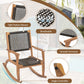 2 Pieces Patio Rocking Chair Set, Acacia Wood Outdoor Rockers with