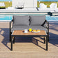 Multi-person Outdoor Iron Sofa Set with A table, Rattan Decoration,