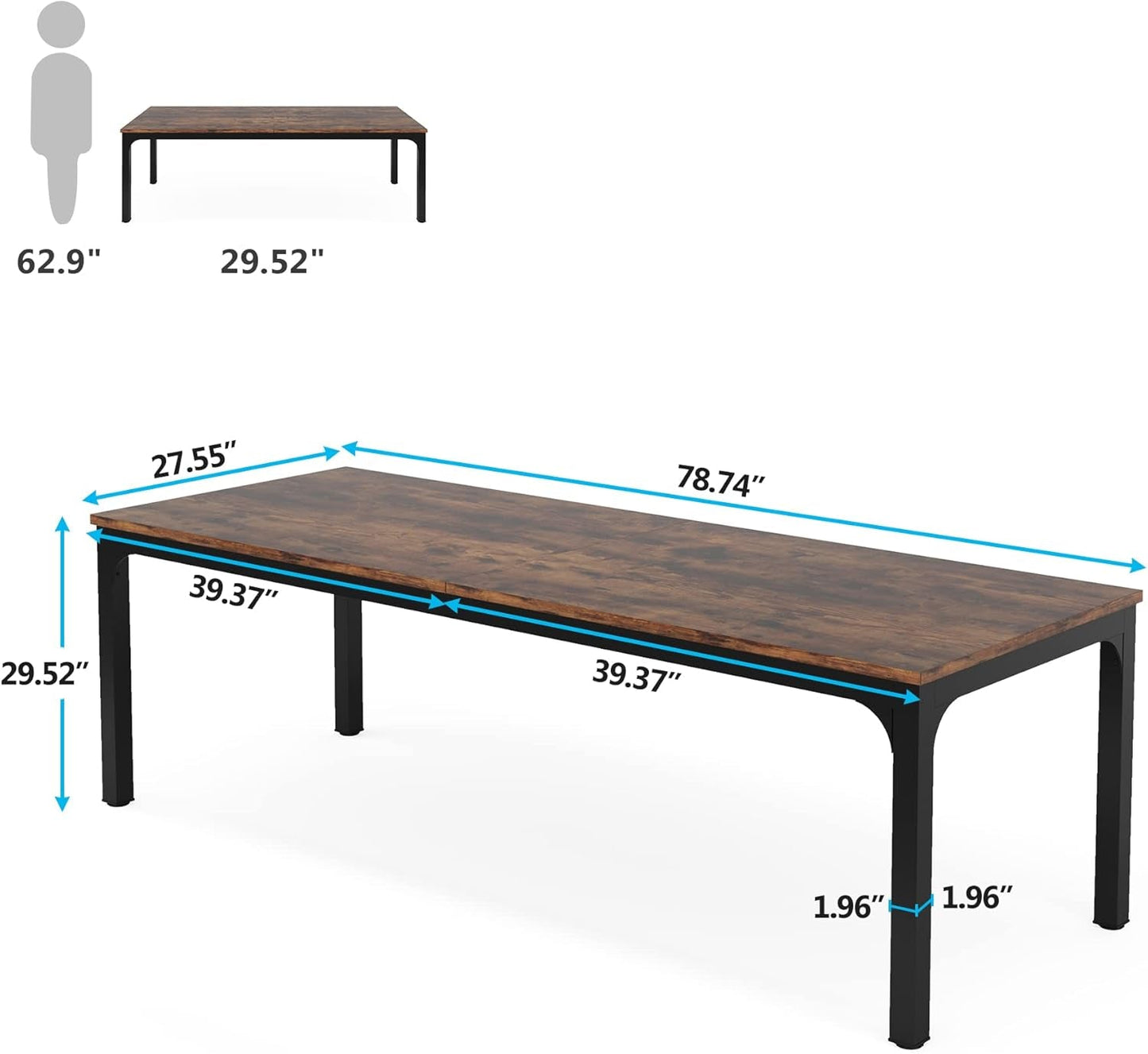 78.7 Inches Extra Long Computer Desk 2 Person Desk, Double Long Desk,