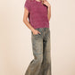 Mittoshop Washed Wide Leg Jeans with Pockets