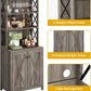67" Tall Wine Bar Cabinet for Liquor and Glasses, Farmhouse Kitchen