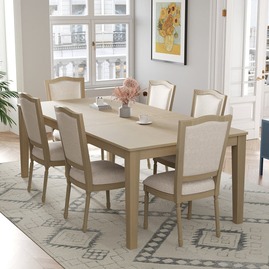 Rustic 7-Piece 78.1inch Extendable Dining Table Set with 18inch