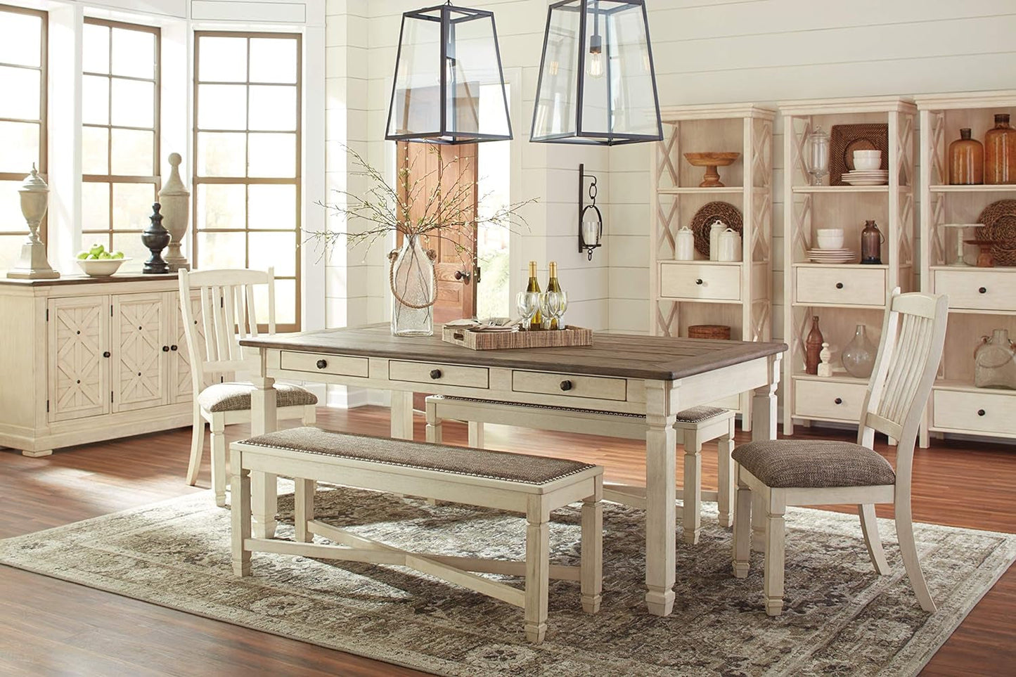 Bolanburg Farmhouse Dining Table with Drawers, Seats up to 6,