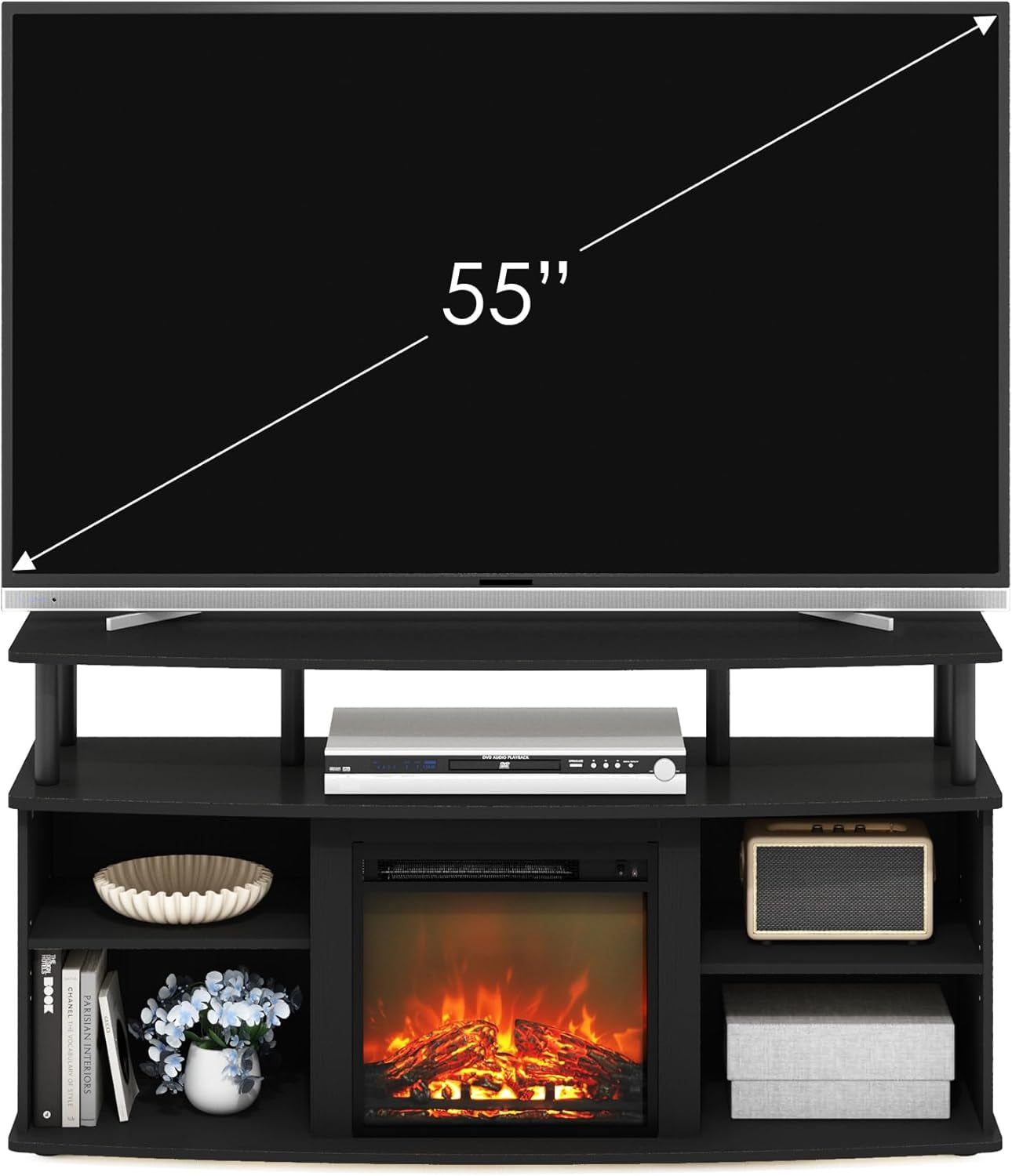 Jensen Open Shelving Storage Fireplace TV Entertainment Center for TV